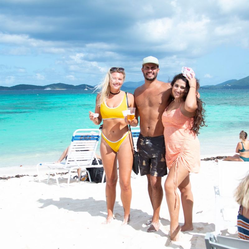 a group of people on a beach