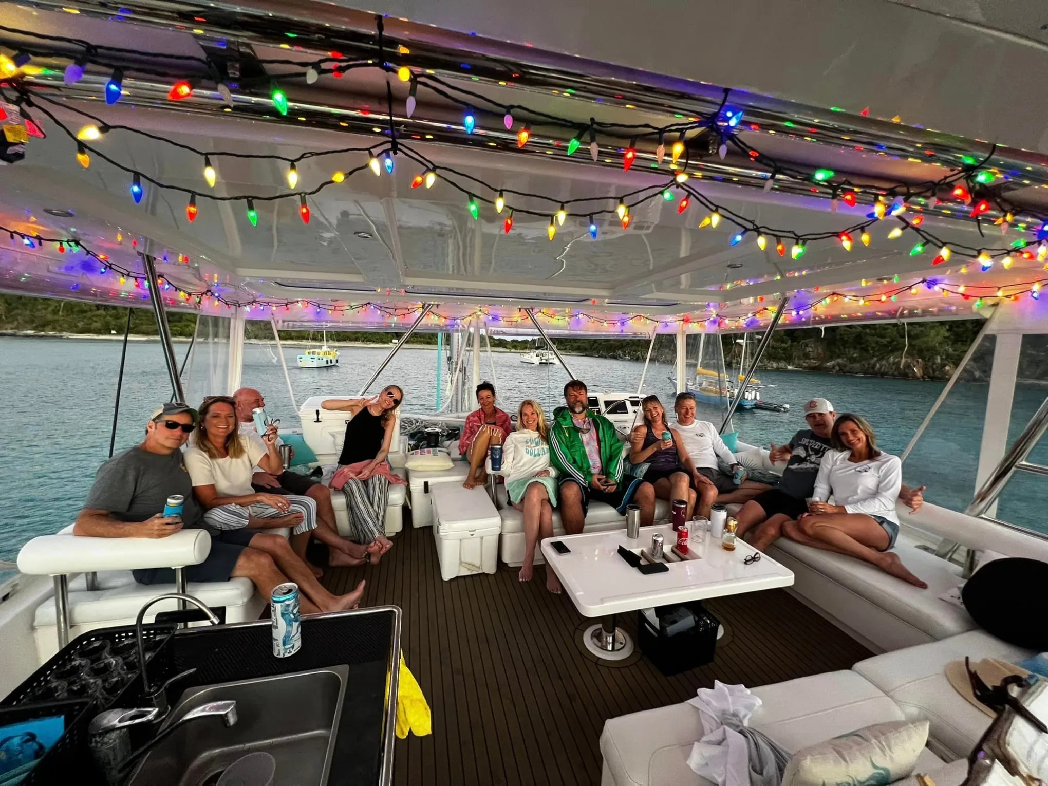 a group of people sitting at a table