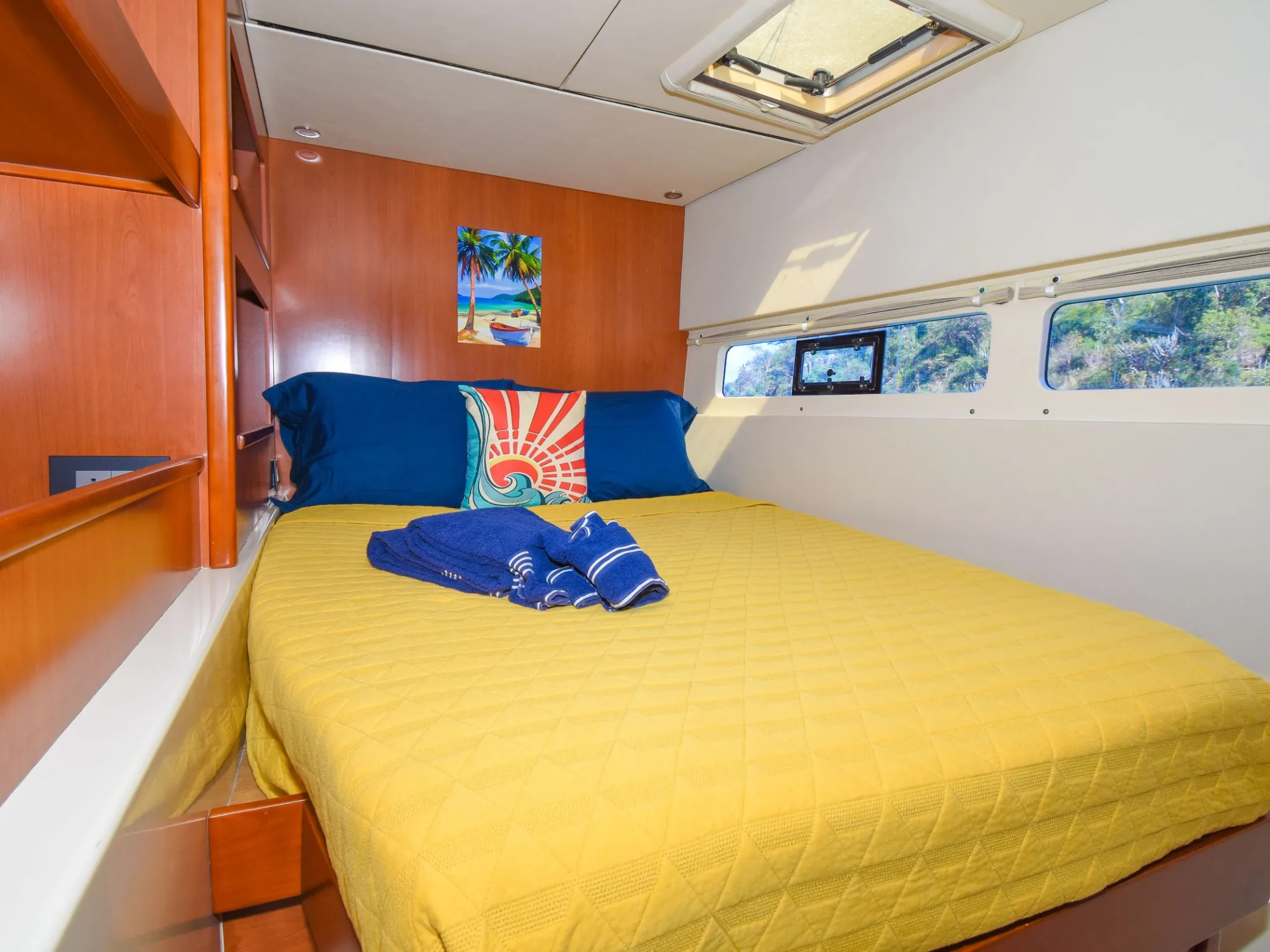 a bedroom with a bed in a room