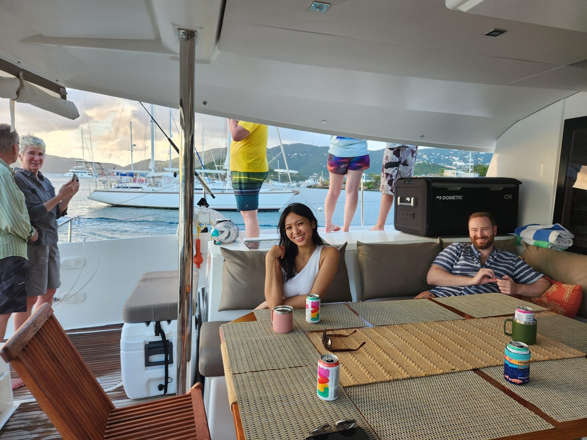 a group of people sitting at a table in a room