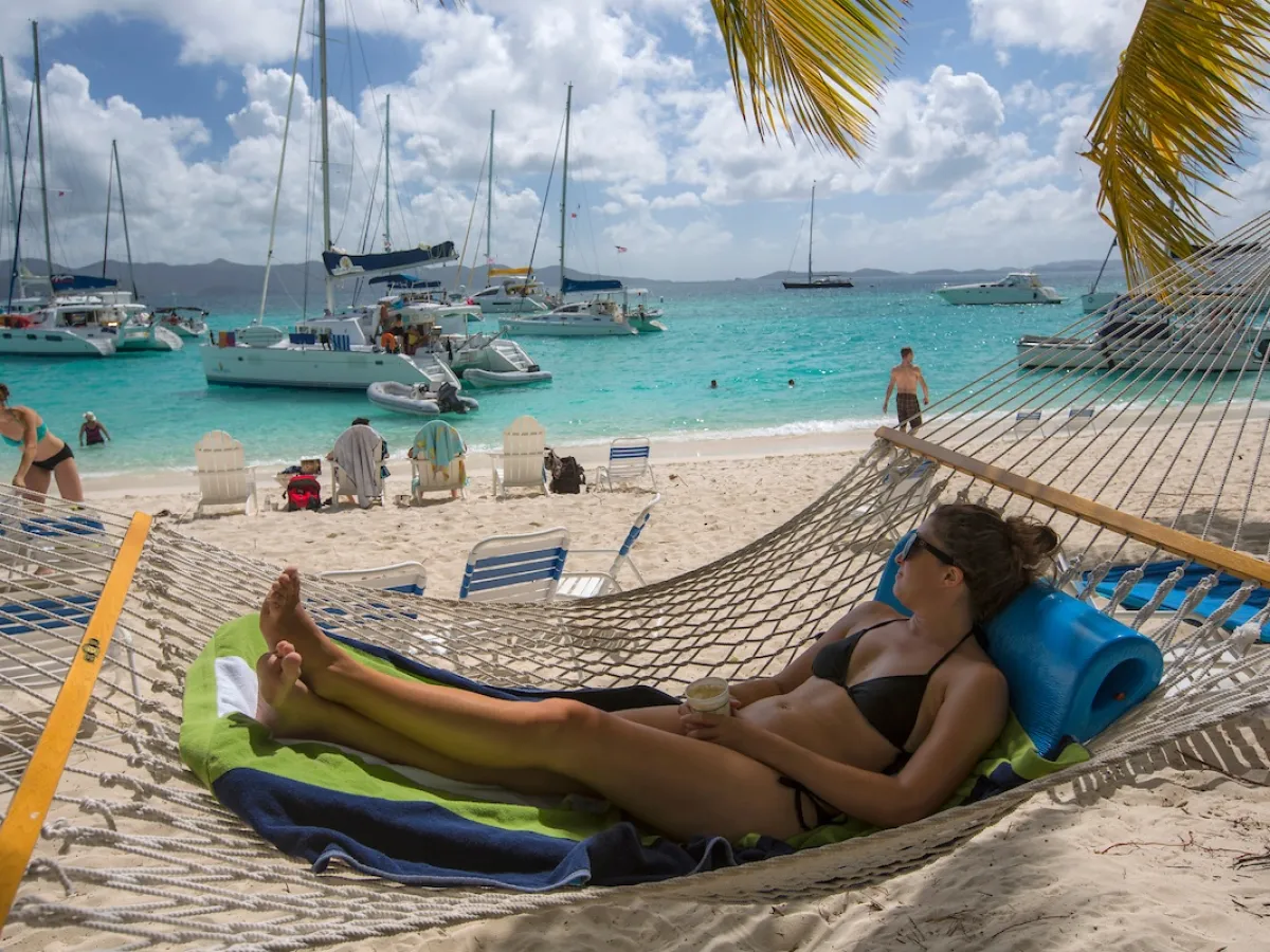 a group of people sitting at a beach