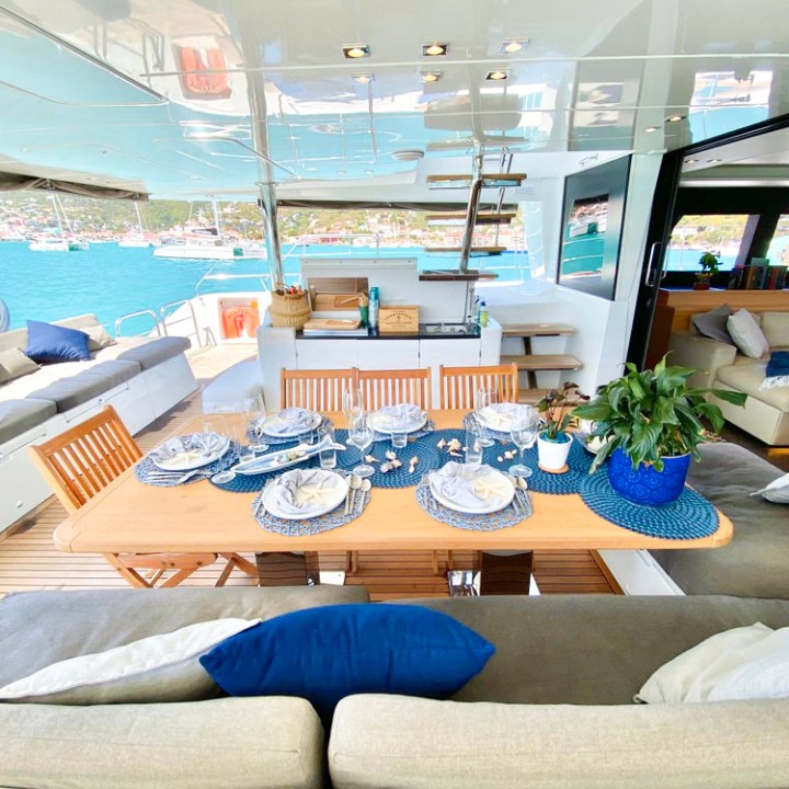 a room filled with furniture and a large window