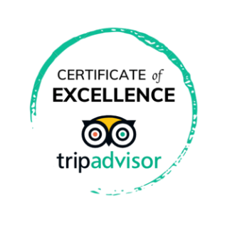 Tripadvisor logo with 'Certificate of Excellence' text and circular design.