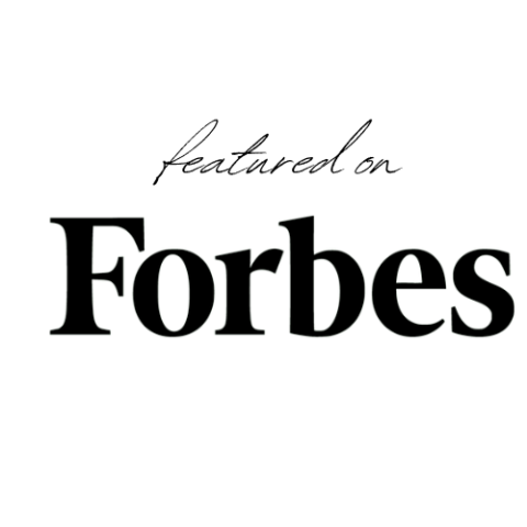 Text reading 'featured on Forbes' in black on a plain background.
