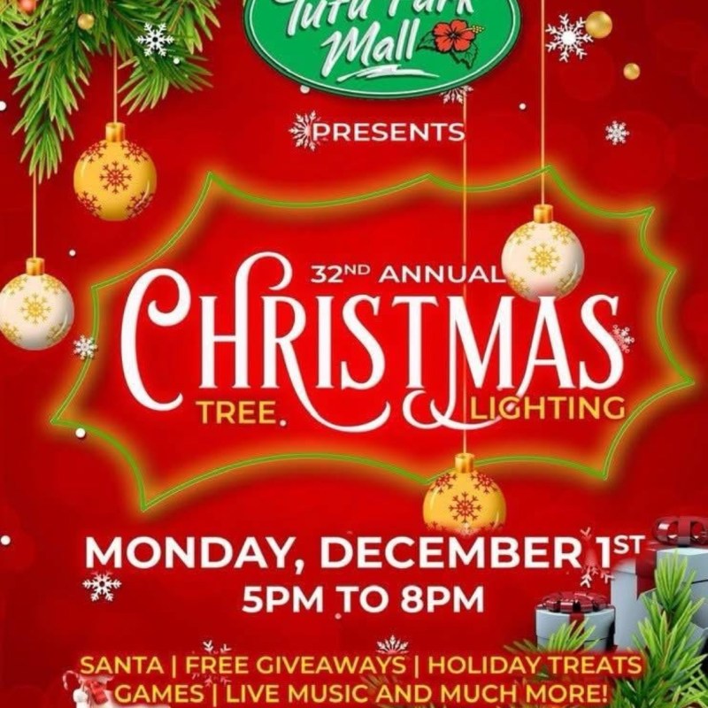 Tutu Park Mall Christmas event poster with date, time, details, and holiday decorations.